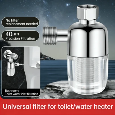 不锈钢可重复使用水龙头过滤器，多功能易安装水龙头净水器，旋流除沙净水过滤器，兼容热水器/洗碗机/淋浴喷头/洗衣机，孕妇饮用水适用，适用于家庭、户外、房车、厨房、酒店、餐厅 - 可清洗过滤器