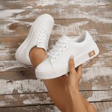 Women's Casual Minimalist Soft Sneakers For Outings And Urban Looks - Stylish Casual Lace-Up Party - 白色 520 - 查看 6