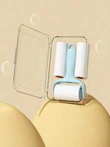 1pc Mini Reusable Lint Roller, High Sticky Clothes Fuzz Remover, Portable Travel Essential With Replacement Roller, Pet Hair & Lint Brush For Home & Travel - Baby Blue - View 6