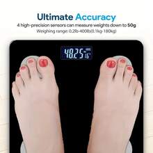 智能体脂秤，带LED背光和耐用钢化玻璃的数字电子秤，可通过蓝牙连接手机应用程序，精准电子称重设备 - 彩色 - 查看 4