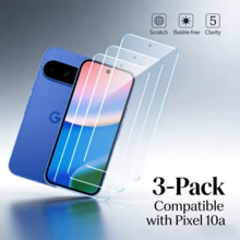 3 piezas de películas protectoras de teléfono de píxeles totalmente transparentes, adecuadas para Pixel 10a, película de vidrio templado, cobertura completa, alta definición, desbloqueo de huella dactilar, suave, sin obstrucción, sin corte manual, película para teléfono. - transparente - Ver 10