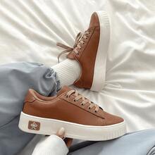 Women's Casual Minimalist Soft Sneakers For Outings And Urban Looks - Stylish Casual Lace-Up Party - 布朗 520 - 查看 4