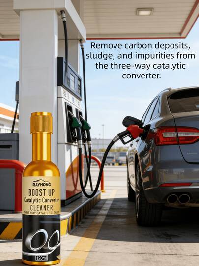 rayhong Soluție de curățare a convertorului catalitic cu 3 căi, detergent pentru spălătorie auto pentru interiorul motorului, decarbonizare și curățare a convertorului catalitic de evacuare, întreținere a convertorului catalitic (aspectul sticlei poate varia ușor între loturi, dar calitatea și capacitatea rămân neschimbate)