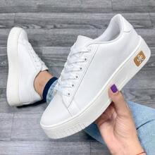 Women's Casual Minimalist Soft Sneakers For Outings And Urban Looks - Stylish Casual Lace-Up Party - 白色 520 - 查看 3