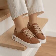 Women's Casual Minimalist Soft Sneakers For Outings And Urban Looks - Stylish Casual Lace-Up Party - 布朗 520 - 查看 7