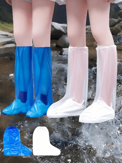 10/50 chiếc bọc giày dùng một lần chống thấm nước, dài 50cm, chất liệu PVC dày dặn, chống thấm nước, bọc giày cao cổ, chống trượt, chống bụi, tiện dụng khi làm vườn, hoạt động ngoài trời, đi xe đạp trời mưa, đi học, làm việc văn phòng, ở nhà, du lịch.