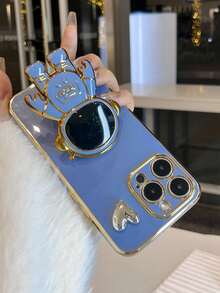 Astronaut Series Electroplated Anti-Drop Phone Case + Electroplated Hidden Stand + Full Phone Case Set, Compatible With IPhone 17/16/15/11/12/13/14/16 Pro Max/17 Pro Max, S26U/S26/S22/23/24+, 13C/Note 14 Pro Plus - Blue - View 4