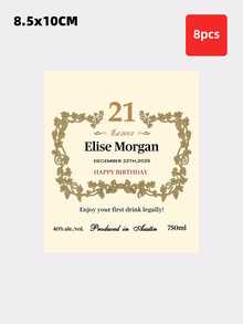 1/2/8pcs Customized Cognac Brandy Bottle Label Stickers, Personalized Custom Stickers For Men And Women Friends, Suitable For Birthday Party, Customizable Wine Bottle Labels, Ideal Gift For Friends, Perfect For Wedding - Multicolor - View 27