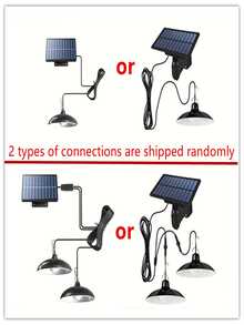 1pc Solar Hanging Light, Waterproof Solar LED Lamp With Dual Heads, Decorative Solar Light With Remote Control, For Indoor Shed, Barn, Room And Outdoor Use - Black - View 2