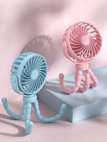 500mAh USB Rechargeable Cute Octopus Clip-On Fan, 3 Speeds Handheld Wireless Cooling For Baby Stroller And Travel - 720° Octopus Fan - View 4