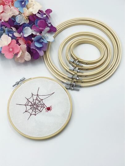 1 pieza Aro de bordado de bambú con ángulo ajustable, adecuado para decoración de habitaciones, adornos colgantes DIY. Herramienta artesanal de Ramadán, aro de bordado DIY para días festivos