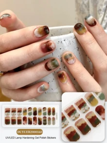 20片透明底甲贴，需UV灯固化，沙龙级品质，跨境批发同款红色书本形甲贴，适用于指尖 - 彩色 - 查看 8