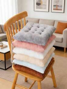 1Pc Plush Seat & Back Cushion, Thickened Soft Warm Cushion, Non-Slip Universal Chair Pad For Home Dining Chair, Office Chair, Student Chair, Car Seat - Multicolor - View 2