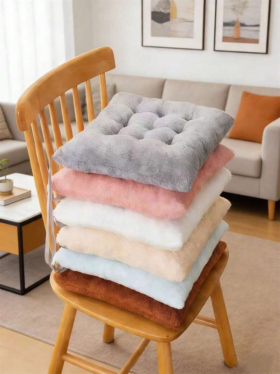 1Pc Plush Seat & Back Cushion, Thickened Soft Warm Cushion, Non-Slip Universal Chair Pad For Home Dining Chair, Office Chair, Student Chair, Car Seat