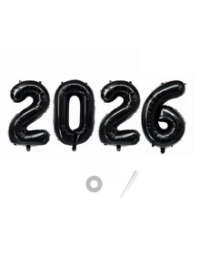 4个/套 32英寸“2026”数字字母铝箔气球，颜色包括金色、黑色、海军蓝、红色、粉色、绿色、银色、玫瑰金、紫色，适用于2026毕业派对、周年庆典、新年气球、毕业装饰 - 查看 13