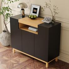 Three-Door Dining Room Cabinet For The Living Room And Dining Room, Multifunctional Storage Furniture. - Black - View 4
