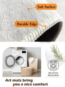 1件装现代简约奢华INS风黑白格纹地毯/门垫/走廊垫，适用于浴室、厨房、玄关、走廊、床边、客厅、卧室，可机洗，家居装饰 - 彩色 - 查看 9