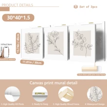 Bộ 3 tranh trang trí cây xanh phong cách tối giản hiện đại, tranh nghệ thuật hoa lá phong cách Boho, tranh nghệ thuật đường nét tối giản, có khung hoặc không khung, phù hợp cho nhà ở, căn hộ, khách sạn, phòng khách, phòng ngủ, phòng tắm và văn phòng. - A - Xem 19