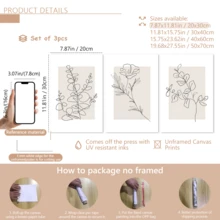 Bộ 3 tranh trang trí cây xanh phong cách tối giản hiện đại, tranh nghệ thuật hoa lá phong cách Boho, tranh nghệ thuật đường nét tối giản, có khung hoặc không khung, phù hợp cho nhà ở, căn hộ, khách sạn, phòng khách, phòng ngủ, phòng tắm và văn phòng. - A - Xem 20