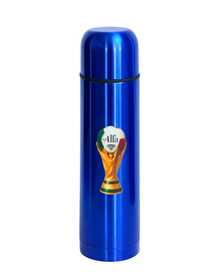 Termo de Acero Inoxidable Diseño Mundial Edición Especial | Conserva Bebidas Calientes y Frías por Horas | Estilo Deportivo Inspirado en Trofeo | Tapa Hermética Multifuncional | Colores Metálicos Vibrantes | Ideal para Café, Té y Regalo Futbolero ⚽ - Azul - Ver 1