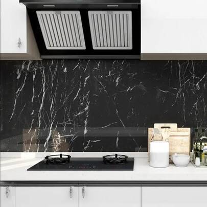 1 Roll Black Marble Wallpaper For Kitchen Countertop And Wall, Self-Adhesive Removable Textured Paper, Home Decor DIY Wallpaper