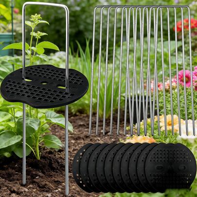 50pcs Garden Stakes Staples 2.5mm Thickness U-Shaped Floor Nails Anti-Grass Cloth Ground Nails Lawn Fixer For Fixing Lawn Turf Fixing Anti-Grass Net Floor Zinc Plated Steel Garden Stake Nails Cover Nails