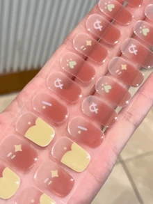 固化凝胶美甲贴，透明底胶，20片装，需使用UV灯固化，沙龙品质，持久耐用，ES20跨境批发代发货红皮书同款美甲贴纸，指尖美甲贴纸 - 彩色 - 查看 6