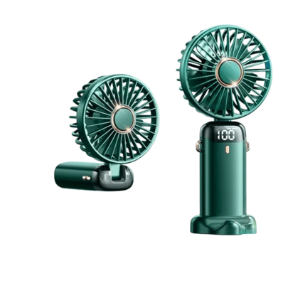 1pc Handheld Mini Fan, Portable USB Rechargeable Fan, Electric Fan, Neck Hanging Fan, USB Fan, 5 Wind Speeds, With Digital Display And Lanyard, Portable Fan, Turbo Fan, 90° Foldable With Stand, Can Be Used As Phone Holder, Makeup Fan, Suitable For Office Desk, Dorm, Rechargeable, Outdoor Use, Summer Travel Essential, 800mAh Battery Capacity