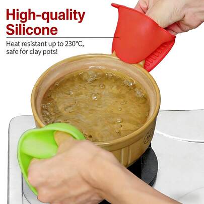 1/2 Pairs High Quality Silicone Heat Resistant Gloves, Heatproof Non-Slip Textured Design, Easy To Clean, Ambidextrous, Suitable For Kitchen Baking Grilling, Multifunctional Bowl Pot Holder, Microwave Oven Heat Insulation Tool, Essential Cooking Accessory