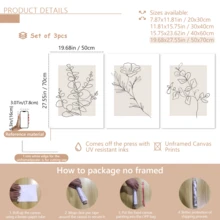 Bộ 3 tranh trang trí cây xanh phong cách tối giản hiện đại, tranh nghệ thuật hoa lá phong cách Boho, tranh nghệ thuật đường nét tối giản, có khung hoặc không khung, phù hợp cho nhà ở, căn hộ, khách sạn, phòng khách, phòng ngủ, phòng tắm và văn phòng. - A - Xem 14