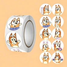 Bluey 500pcs Brui Cartoon Stickers - 10 Cute Designs, Thick & Durable, Suitable For Laptops, Luggage, Notebooks, Great For School, Travel, DIY, Fun Cartoon Sticker Set, Ideal For Kids Projects And Party Favors - Multicolor - View 8