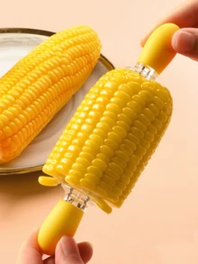2/4件装不锈钢玉米叉 - 耐热黄色玉米棒叉，易握双齿玉米签，适用于烧烤、露营、野餐、户外聚餐、厨房准备、家庭晚餐、餐厅用餐、洗碗机清洗等场合。 - 黃色 - 查看 4