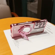 奢华闪亮渐变化妆镜蝴蝶防摔电镀磁吸保护手机壳,兼容 17/16/15/14/13/12/11/XS Max/XR/8/7/6、Galaxy S26/S25/S24/S23/A07/A17/A26/A37/A36/A57/A56/A73、Galaxy Note、Note 9/12/13C/14C/15C/A3/A5、荣耀MOTO RENO - 粉色 - 查看 7