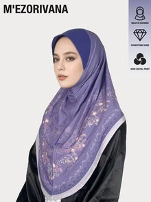 1pc Elegant Leaf Pattern Polyester Multifunctional Headscarf, Comfortable All-Season Wear - Floral Pattern With Fine Hot-fix Rhinestones - View 12