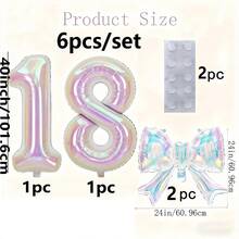1 Bộ bóng bay số 18 và nơ nhiều màu sắc, kích thước 40 inch, thích hợp cho sinh nhật lần thứ 18, trang trí kỷ niệm, bóng bay cao cấp. - Xem 7
