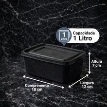 kit 21 potes para casa cozinha formatos quadrado redondo e retangular - Preto - Visão 5
