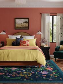 1 件波西米亚风花卉热带植物印花地毯，柔软仿羊毛大面积地毯，适用于浴室、厨房、玄关、走廊、床边、客厅、卧室，可机洗，家居装饰 - 彩色 - 查看 5