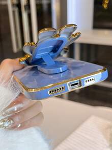 Astronaut Series Electroplated Anti-Drop Phone Case + Electroplated Hidden Stand + Full Phone Case Set, Compatible With IPhone 17/16/15/11/12/13/14/16 Pro Max/17 Pro Max, S26U/S26/S22/23/24+, 13C/Note 14 Pro Plus - Blue - View 3