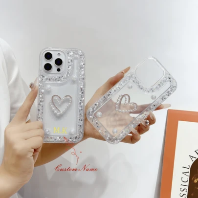 Customized 3D Colorful Monogram Glitter Cracked Diamond Bread Case Phone Case Compatible With IPhone 17/16/15/14/13/12/11/X/XS/7 Pro Max, Galaxy A07/A17/S23/S24/S25 Series, Series, / Series, Series, Etc. Personalized, Unique, Fashionable, Colorful, Cute, Minimalist Design Is The Perfect Match For Your Phone And Can Also Be The Best Gift Choice