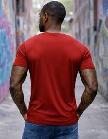 American Style Slim Fit Textured Ribbed Premium T-Shirt - Redwood - View 10