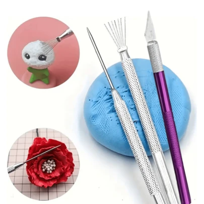 3/6/9/10支装羽毛纹理陶瓷工具，聚合物粘土雕塑及多功能点彩美甲笔，DIY陶瓷绘画笔，美甲设计，蛋糕装饰