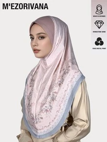 1pc Elegant Leaf Pattern Polyester Multifunctional Headscarf, Comfortable All-Season Wear - Floral Pattern With Fine Hot-fix Rhinestones - View 14