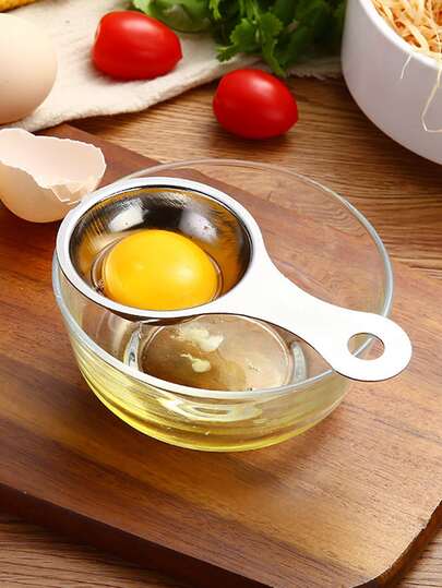 1Pc Stainless Steel Egg Separator, Yolk White Divider With Hanging Hole, Easy-To-Use Egg Filter Tool For Baking, Cooking, Kitchen Prep, Home Baking, Restaurant, Bakery, Cake Shop, Family Breakfast, DIY Pastry, Dishwasher