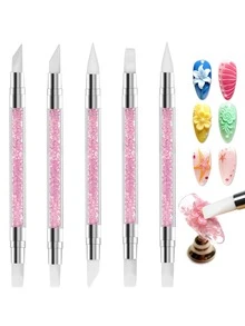 5支装硅胶笔，适用于树脂美甲，硅胶笔，凝胶雕刻工具，硅胶笔，凝胶指甲油美甲笔，用于抛光雕刻，家庭沙龙树脂雕刻绘图 - 彩色 - 查看 8