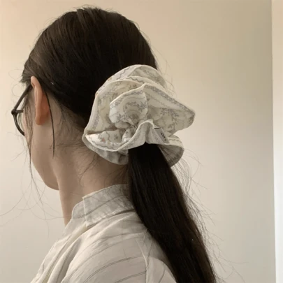 1pc Polka Dot & Paisley Jacquard Scrunchie Hair Tie, Suitable For Bun Hairstyles, Suitable For Daily Wear And Outdoor Styling