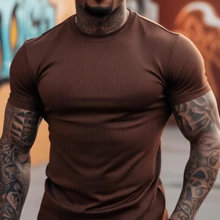 American Style Slim Fit Textured Ribana Premium T-Shirt - Rỉ Nâu - Xem 6
