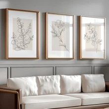 Bộ 3 tranh trang trí cây xanh phong cách tối giản hiện đại, tranh nghệ thuật hoa lá phong cách Boho, tranh nghệ thuật đường nét tối giản, có khung hoặc không khung, phù hợp cho nhà ở, căn hộ, khách sạn, phòng khách, phòng ngủ, phòng tắm và văn phòng. - A - Xem 4