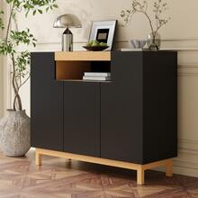 Three-Door Dining Room Cabinet For The Living Room And Dining Room, Multifunctional Storage Furniture. - Black - View 8