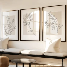 Bộ 3 tranh trang trí cây xanh phong cách tối giản hiện đại, tranh nghệ thuật hoa lá phong cách Boho, tranh nghệ thuật đường nét tối giản, có khung hoặc không khung, phù hợp cho nhà ở, căn hộ, khách sạn, phòng khách, phòng ngủ, phòng tắm và văn phòng. - A - Xem 5