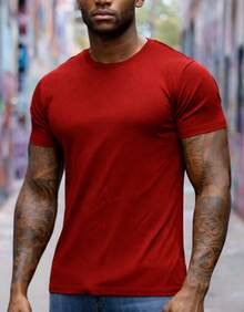 American Style Slim Fit Textured Ribbed Premium T-Shirt - Redwood - View 8